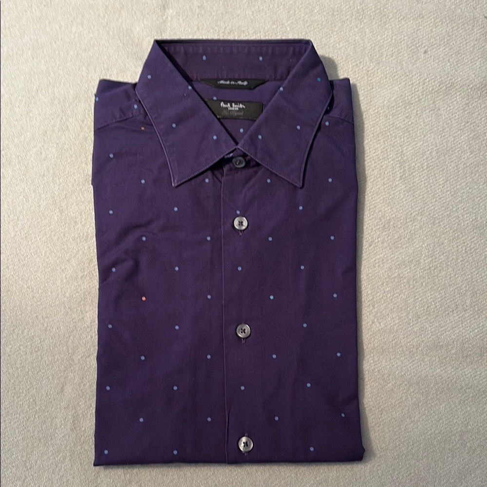 Paul Smith Purple Dress Shirt with Subtle Pattern and Pointed Collar